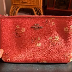 Coach Red Floral Wristlet
